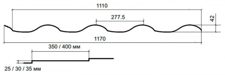 Металлочерепица Монтерроса VALORI 1170 мм (1110 раб.)